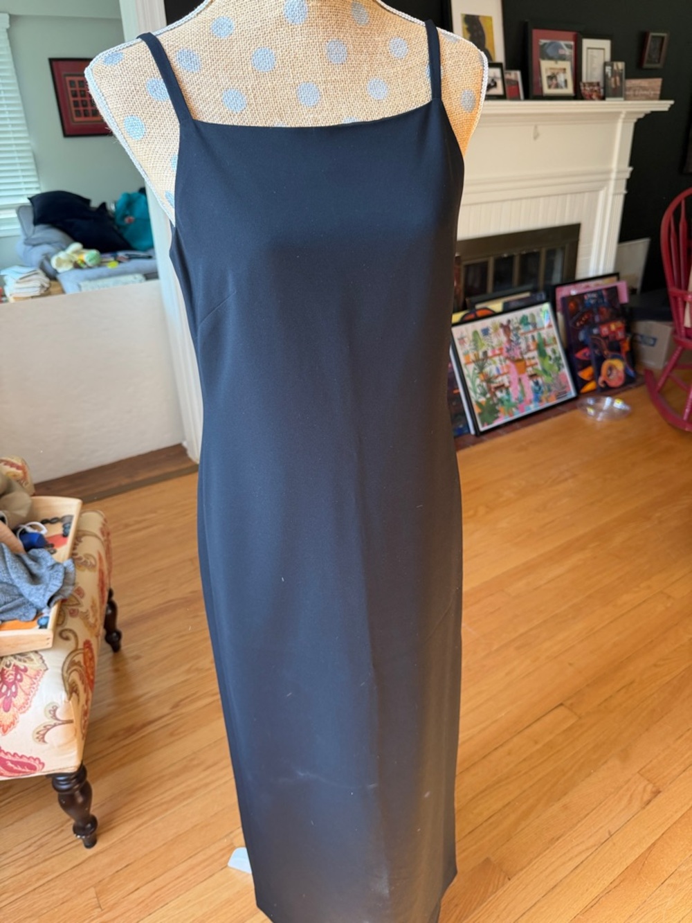 Jones New York Black Maxi Slip Dress with Thin Straps